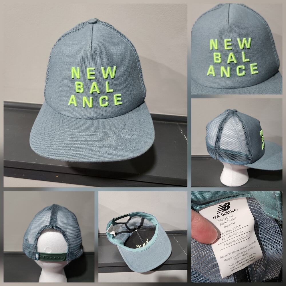 New Balance Foam Trucker Mens Spellout Mesh Snapback Hat Cap OSFA‎